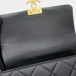 Chanel Small Flap Black Calf Leather Shoulder Bag