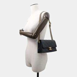 Chanel Small Flap Black Calf Leather Shoulder Bag