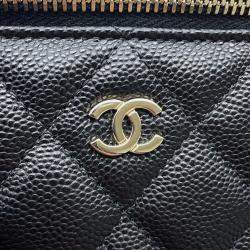 Chanel Matelasse Vanity Chain Black Caviar Leather Shoulder Bag 