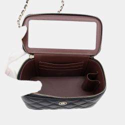 Chanel Matelasse Vanity Chain Black Caviar Leather Shoulder Bag 