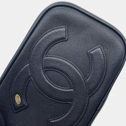 Pre Owned Chanel CC Logo Black Lambskin Crossbody Bag 