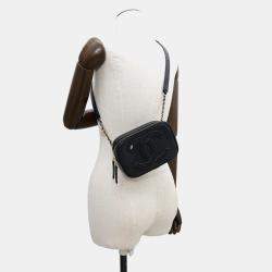 Pre Owned Chanel CC Logo Black Lambskin Crossbody Bag 