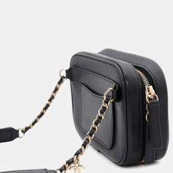 Pre Owned Chanel CC Logo Black Lambskin Crossbody Bag 