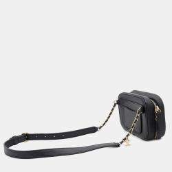 Pre Owned Chanel CC Logo Black Lambskin Crossbody Bag 