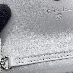 Chanel Matelasse Star Motif Chain card Case Silver Lambskin