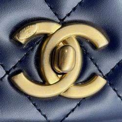 Chanel Matelasse Blue Calf Leather Full Flap Shoulder Bag 