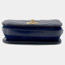 Chanel Matelasse Blue Calf Leather Full Flap Shoulder Bag 