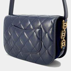 Chanel Matelasse Blue Calf Leather Full Flap Shoulder Bag 