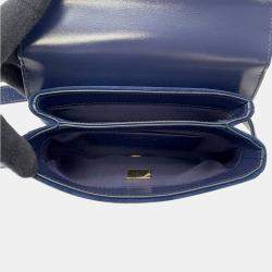 Chanel Matelasse Blue Calf Leather Full Flap Shoulder Bag 