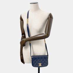 Chanel Matelasse Blue Calf Leather Full Flap Shoulder Bag 