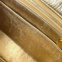 Pre Owned Chanel Mini Matelasse Gold Lambskin Chain shoulder Bag