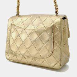 Pre Owned Chanel Mini Matelasse Gold Lambskin Chain shoulder Bag