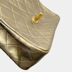 Pre Owned Chanel Mini Matelasse Gold Lambskin Chain shoulder Bag