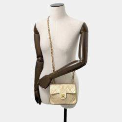 Pre Owned Chanel Mini Matelasse Gold Lambskin Chain shoulder Bag