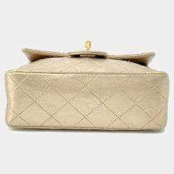 Pre Owned Chanel Mini Matelasse Gold Lambskin Chain shoulder Bag