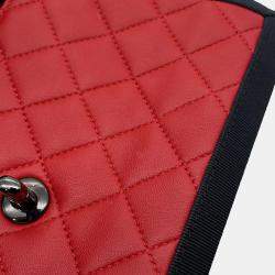 Pre Owned Chanel Matelasse Red/Black Lambskin Chain Shoulder Bag 
