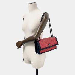 Pre Owned Chanel Matelasse Red/Black Lambskin Chain Shoulder Bag 