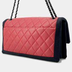 Pre Owned Chanel Matelasse Red/Black Lambskin Chain Shoulder Bag 