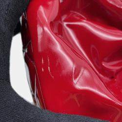 Chanel Mademoiselle Red Patent Leather Chain Bowling Bag 