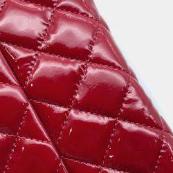 Chanel Mademoiselle Red Patent Leather Chain Bowling Bag 