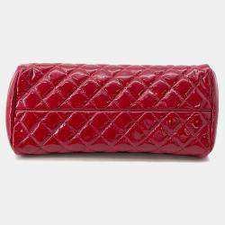 Chanel Mademoiselle Red Patent Leather Chain Bowling Bag 
