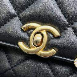 Chanel Matelasse Black Lambskin Chain Shoulder Bag 
