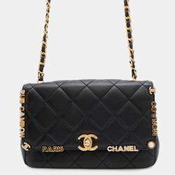 Chanel Matelasse Black Lambskin Chain Shoulder Bag 