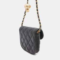Chanel Matelasse Ball Chain Mini Pouch Black Lambskin