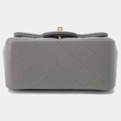 Chanel Gray Lambskin Mini Matelasse Chain Shoulder Bag  
