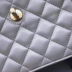 Chanel Gray Lambskin Mini Matelasse Chain Shoulder Bag  