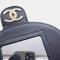 Pre Owned Chanel Matelasse Black Lambskin Chain Vanity Bag 