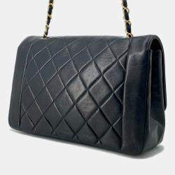 Pre Owned Chanel Diana Chain Black Lambskin Shoulder Bag 