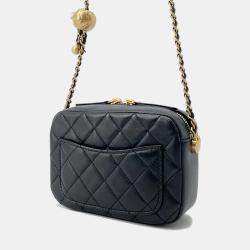 Chanel Matelasse Black Lambskin Chain Camera Bag 
