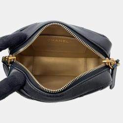 Chanel Matelasse Black Lambskin Chain Camera Bag 