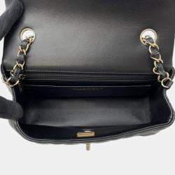Chanel Mini Matelasse Black Lambskin Chain Flap Shoulder Bag