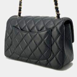 Chanel Mini Matelasse Black Lambskin Chain Flap Shoulder Bag