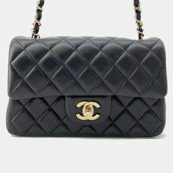Chanel Mini Matelasse Black Lambskin Chain Flap Shoulder Bag