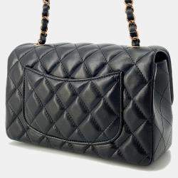 Chanel Mini Matelasse Black Lambskin Chain Flap Shoulder Bag