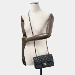 Chanel Mini Matelasse Black Lambskin Chain Flap Shoulder Bag
