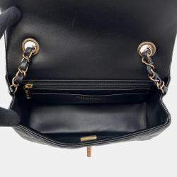 Chanel Mini Matelasse Black Lambskin Chain Flap Shoulder Bag