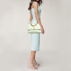 Chanel Mint Green Quilted Leather Large 19 Flap Bag