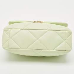 Chanel Mint Green Quilted Leather Large 19 Flap Bag