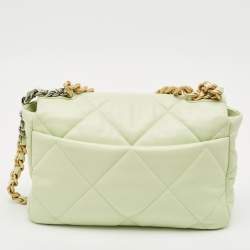 Chanel Mint Green Quilted Leather Large 19 Flap Bag