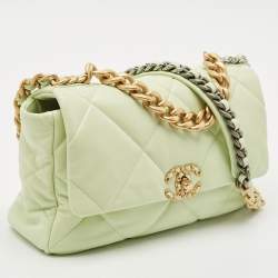 Chanel Mint Green Quilted Leather Large 19 Flap Bag