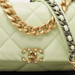 Chanel Mint Green Quilted Leather Large 19 Flap Bag