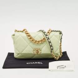 Chanel Mint Green Quilted Leather Large 19 Flap Bag