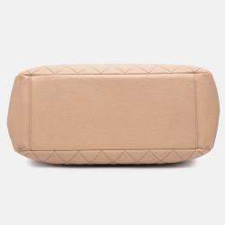 Pre Owned Chanel Beige Caviar Grand Shopping Tote