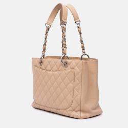 Pre Owned Chanel Beige Caviar Grand Shopping Tote