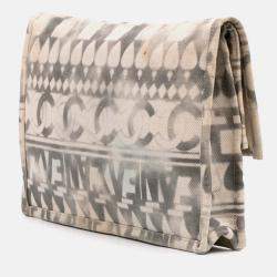 Chanel Beige/Grey Canvas Iliad Flap Clutch