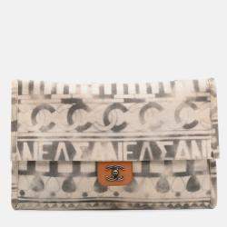 Chanel Beige/Grey Canvas Iliad Flap Clutch
